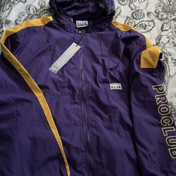 Stylish Pro Club Purple And Yellow Windbreaker Jacket 