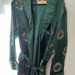 Vintage Chinese Silk Robe, Smoking Jacket 
