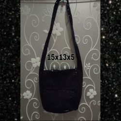 SPARKLY BLACK MESSENGER TOTE BAG
