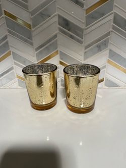 38 Gold glass candle holders