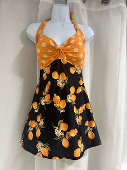 Large Polka dot Yellow/Blue Swim suit One piece A