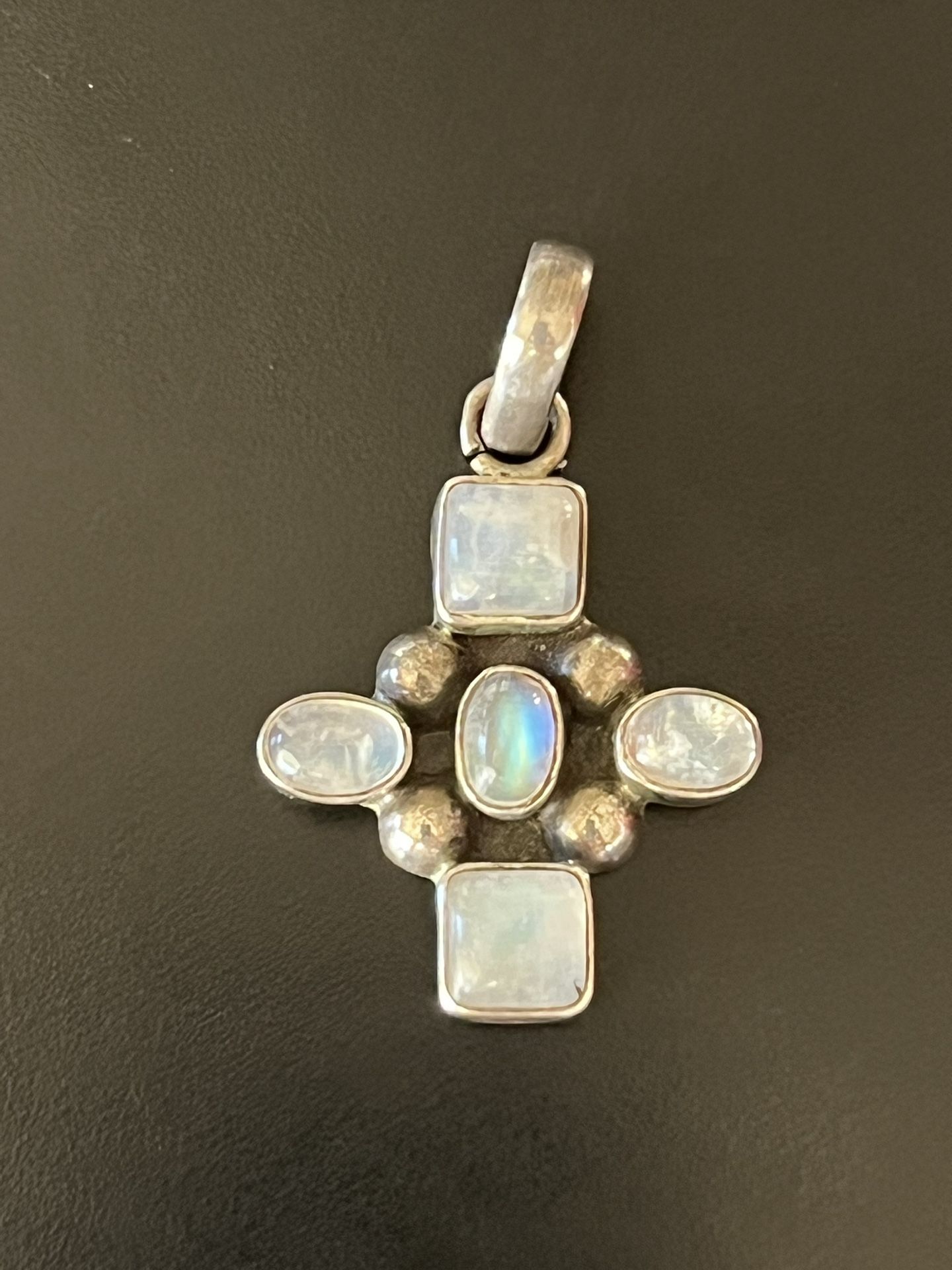 Sterling Silver Moonstone Square Cross