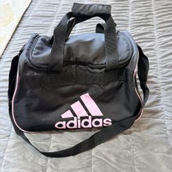 Adidas Black Pink Small Duffel Gym Bag Adjustable Shoulder Strap