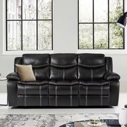 New Black Leather Reclining Sofa / Couch  (Can Deliver)