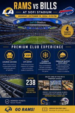 Rams Vs Saints VIP Premier Seats and Parking