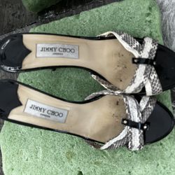 Jimmy Choo heels Lydia nat sandals Snake Skin shoes Embossed Leather Sandals Y2K