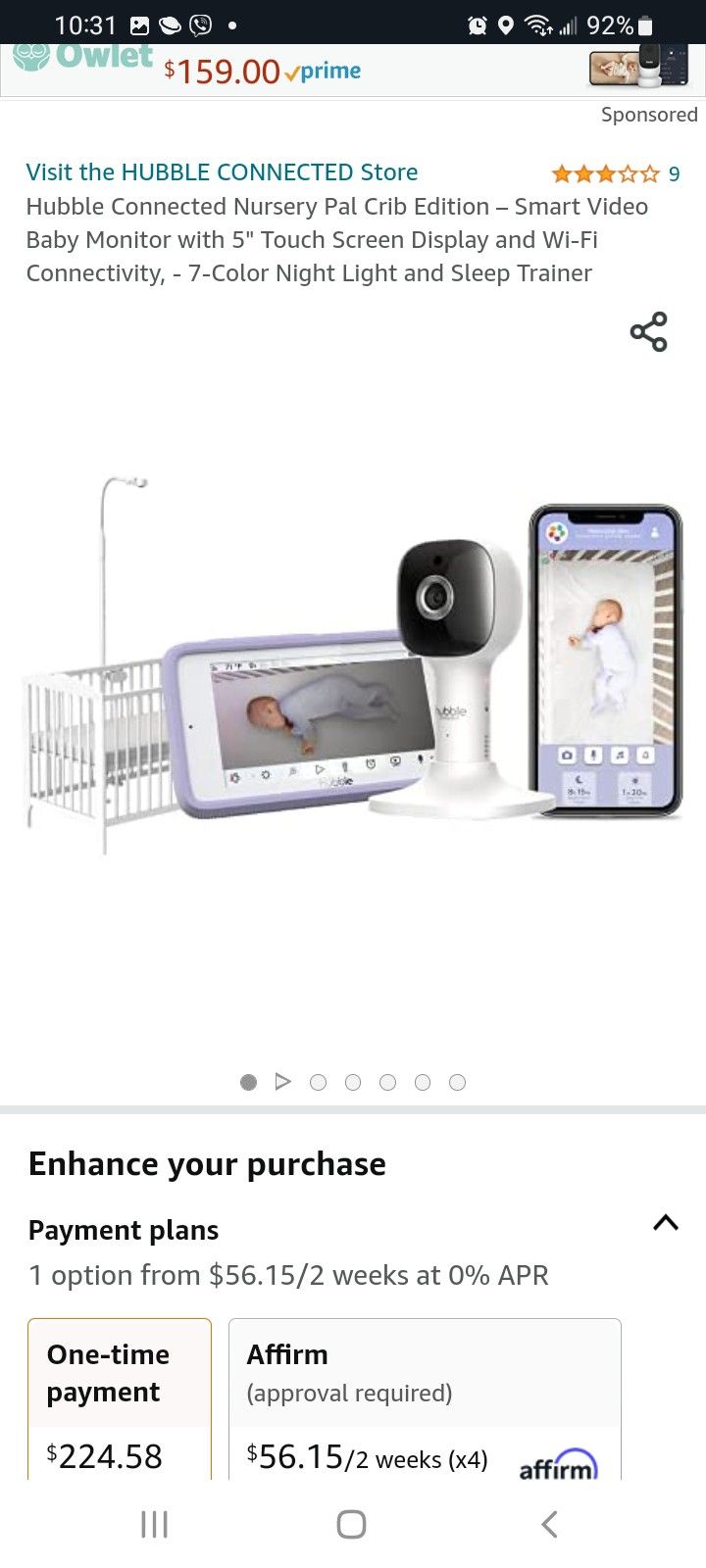 Hubble Connected Nursery Pal Crib Edition – Smart Video Baby Monitor with 5" Touch Screen Display and Wi-Fi Connectivity, - 7-Color Night Light and Sl