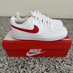 Nike Mens Shoes, Red And White - Court Vision Low