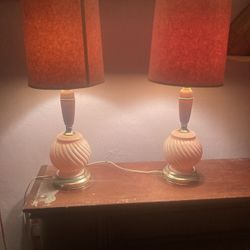 Vintage Leviton Pink Milk Glass Lamps