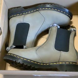 Dr. Martens Leonore Nickel Grey Nubuck Ankle Boots