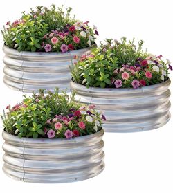 3‑Pack Round Galvanized Raised Garden Beds — 2×2×1 ft