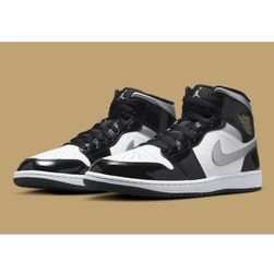 Nike Air Jordan 1 Mid SE "Black/White/Metallic Gold/Silver" Men's Shoe Size 11.5