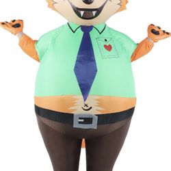 Halloween Fox Inflatable Costume for Adult Funny Animal Costumes Blow Up for Women Men Cosplay Suit Holiday Party