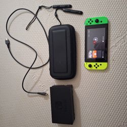 Used Nintendo Switch With Case, Dock, Hdmi Cable, Joycon Straps And 128 Gb Card