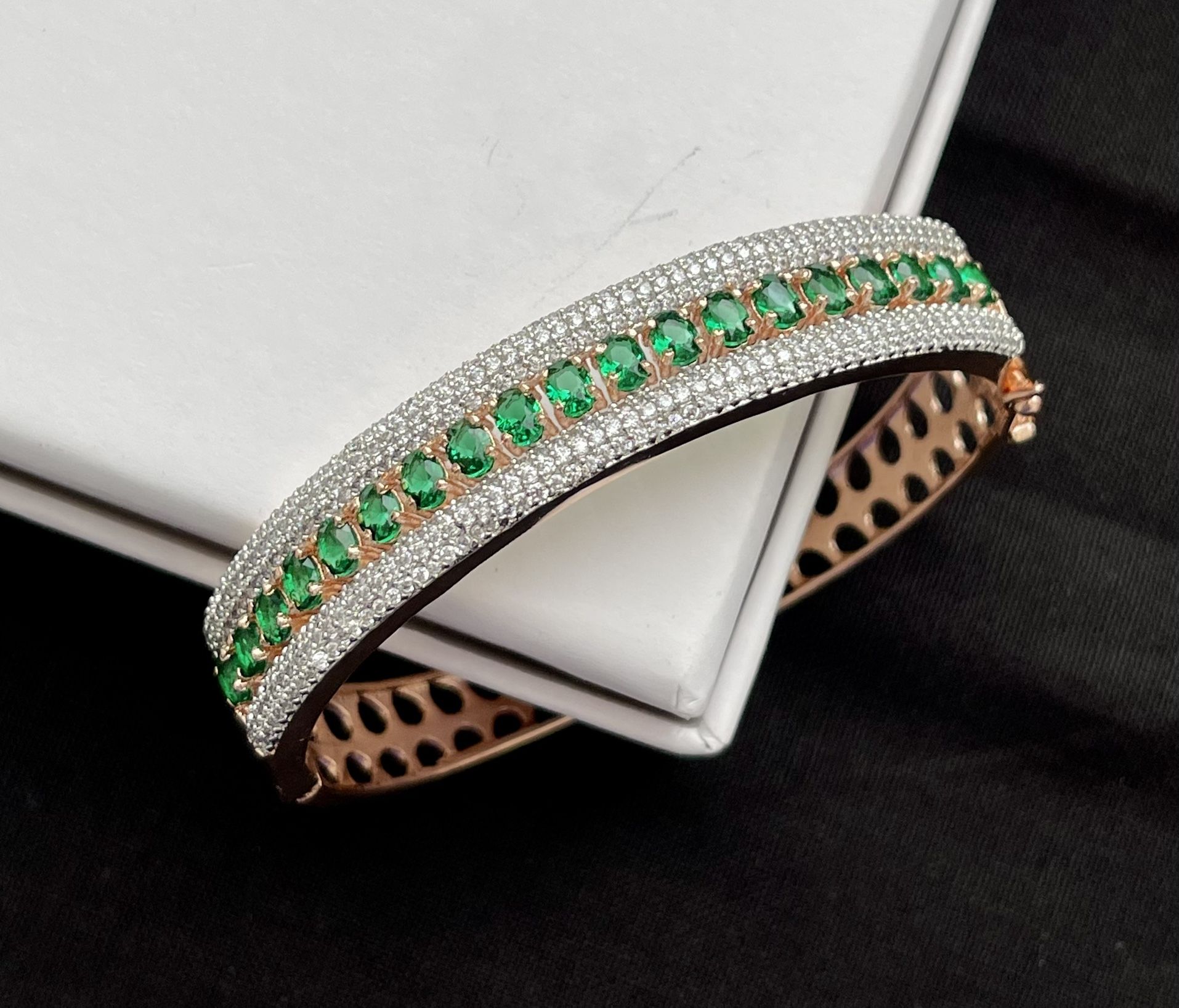 14k Gold Plated Emerald Bracelet #a2