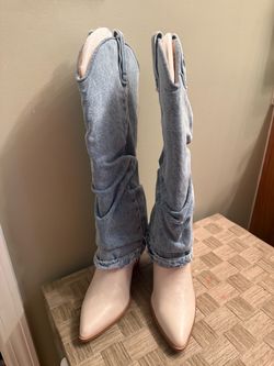 Tall Denim Western Cowboy Boots