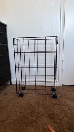Black Metal Wire Laundry Hamper on Wheels