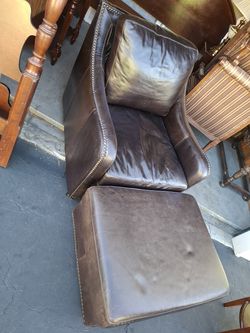 Leather chair and ottoman
