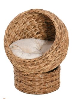 Elevated Wicker Cat Bed~NEW~ w Egg Chair Design Brown~Nestique 20.5”~Pawhut