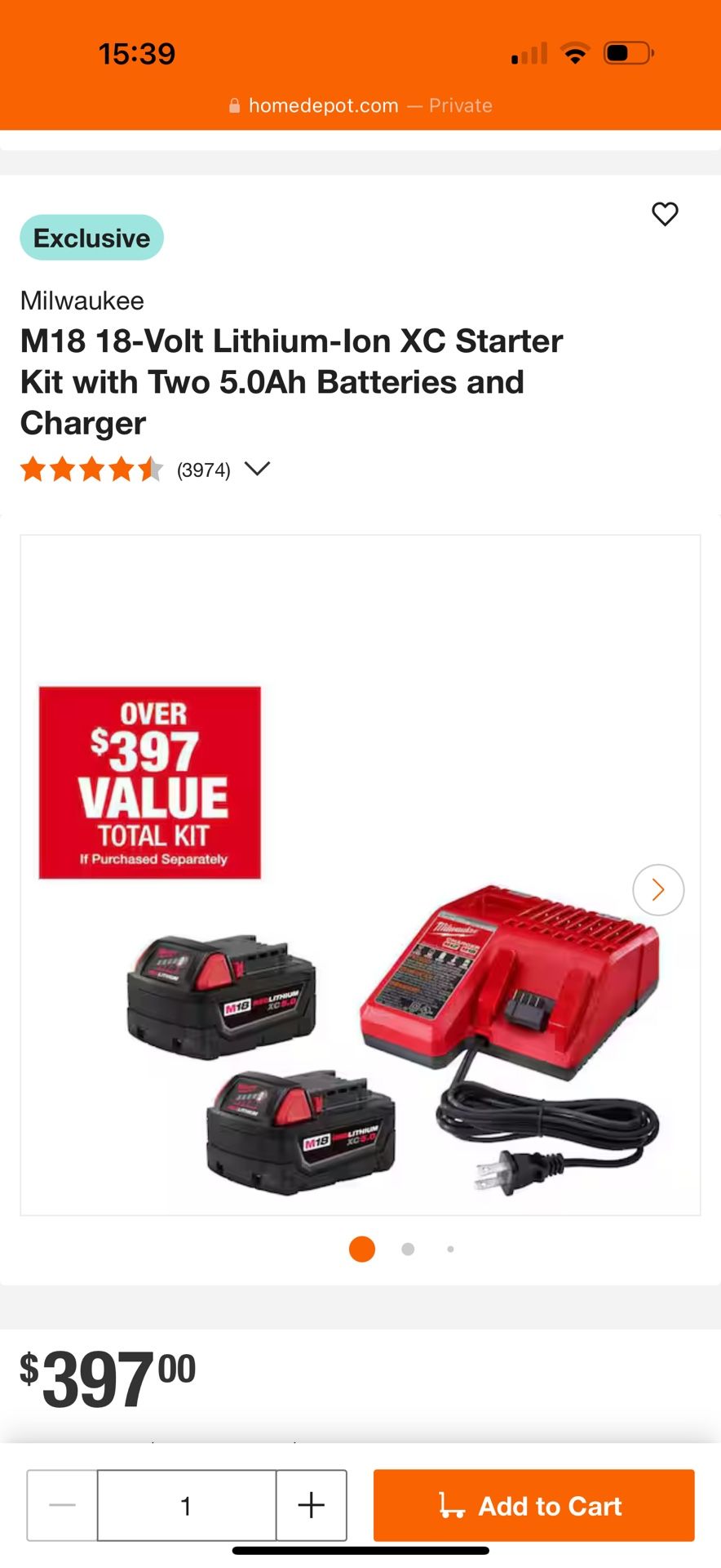 MILWAUKEE 2 BATTERY AND CHARGER KIT
