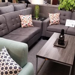 Brand New Gray Linen 72" Sofa + 56" Loveseat 2PCs Set