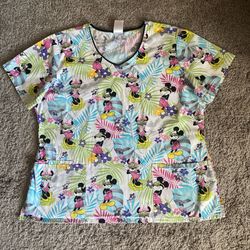 Disney Mickey & Minnie Mouse Medical Scrub Top Size XL