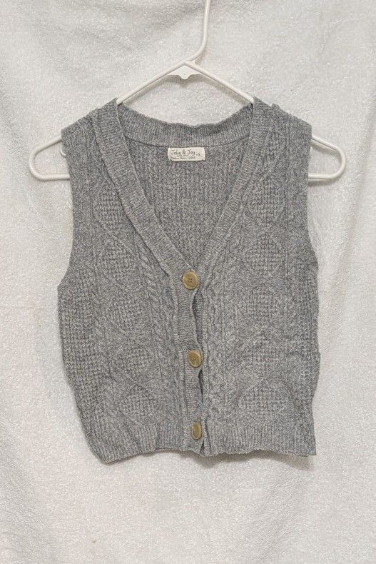 Jolie & Joy Gray Cable Knit Cropped Sweater Vest - Size Large
