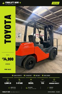 DIESEL TOYOTA 8FDU30 forklift for sale,6600 lb, 3 stage, side shift