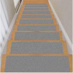 Steps 4 All Stair Treads Non-Slip 8X30 Inch (15 Pack) Indoor Stair Runner with Reusable Self-Adhesive Backing Skid Resistant Stair Carpet to Protect K