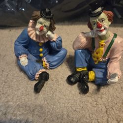 2 Vintage Clown Statues 