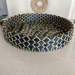 New Seagrass tray & Mother Of Pearl For Fruit Serving/coffee Table/Vanity For Bathroom 