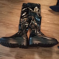 Women's High Platform Vinyl Boots, Size 7, New, Never Worn, See Description 