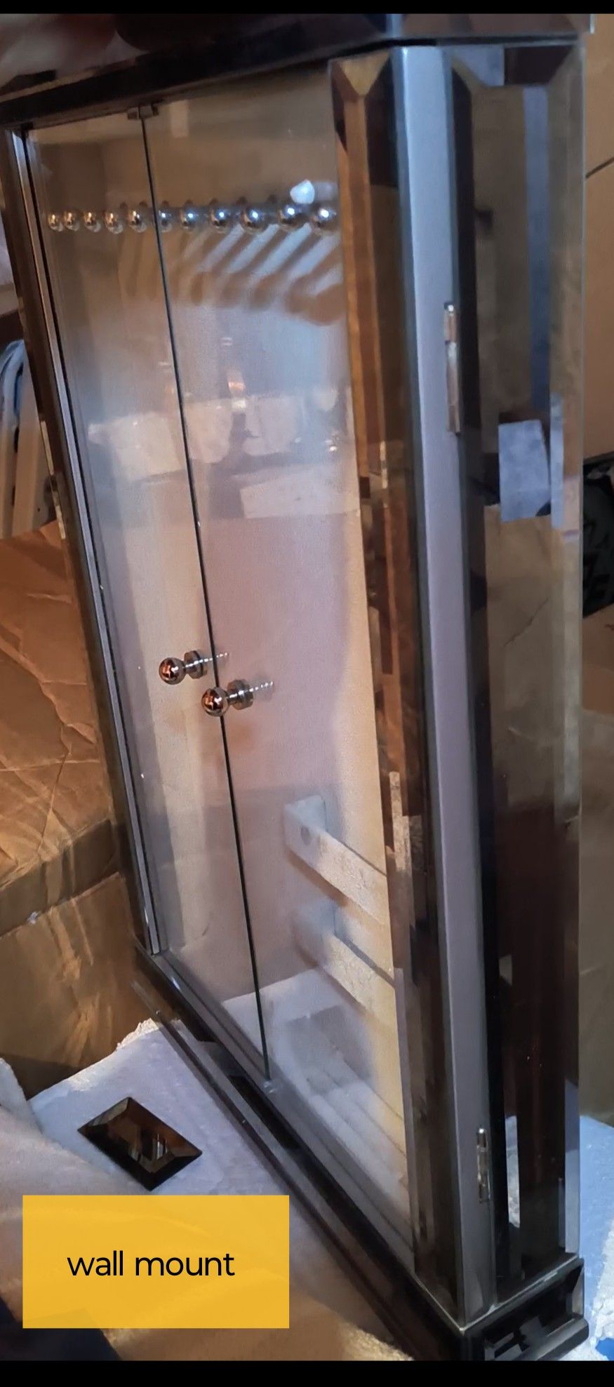 Magnificent Glass And Mirror Built Two piece Wall Mount And Table Top Jewelry Display Very Unique High Quality Luxury For Your Gorgeous Jewelry