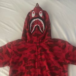 BAPE Color Camo Shark Full Zip Hoodie Red Size XXL