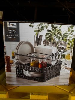 Metal & Woven Serving Caddy (Unopened)