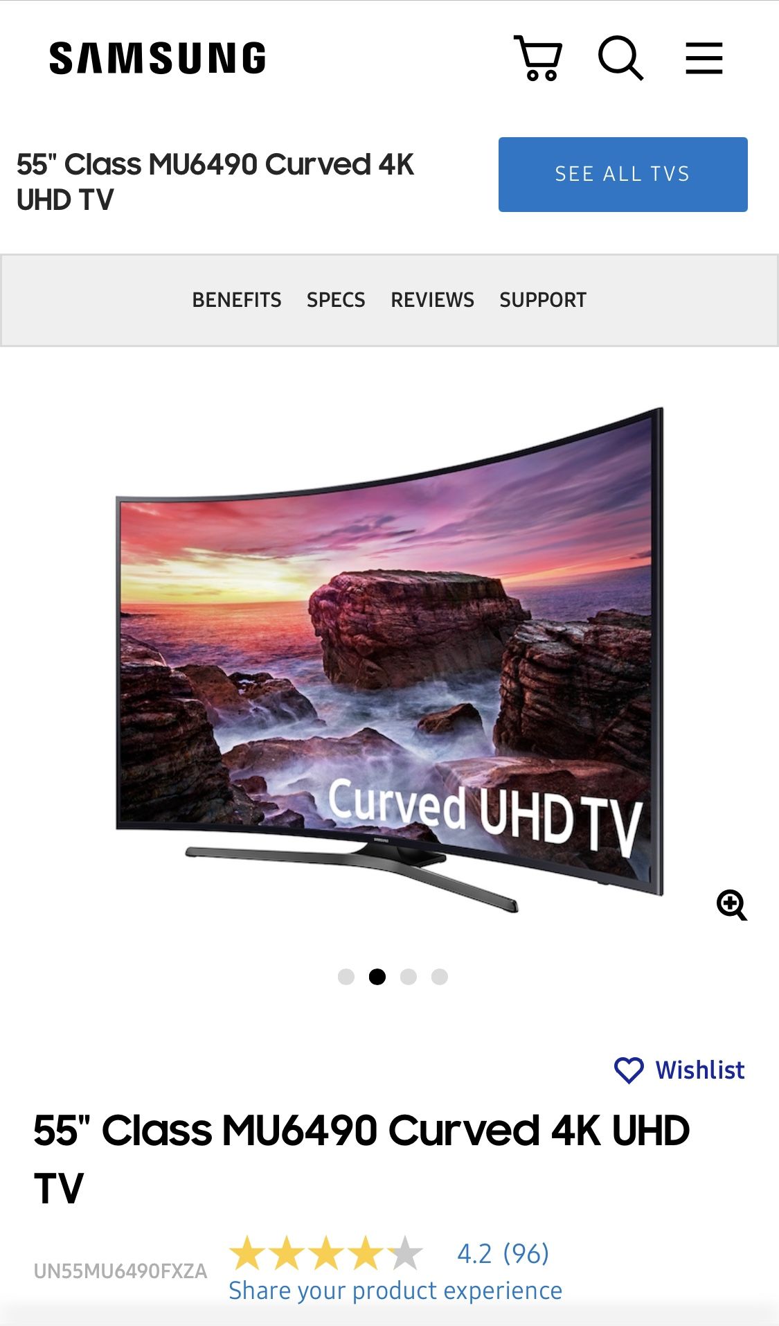 Samsung Curved 55” 4K Tv