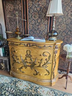 Handpainted Vintage Serpentine Sideboard