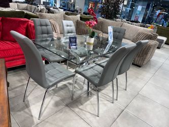 Modern Dining Set With Grey Chairs