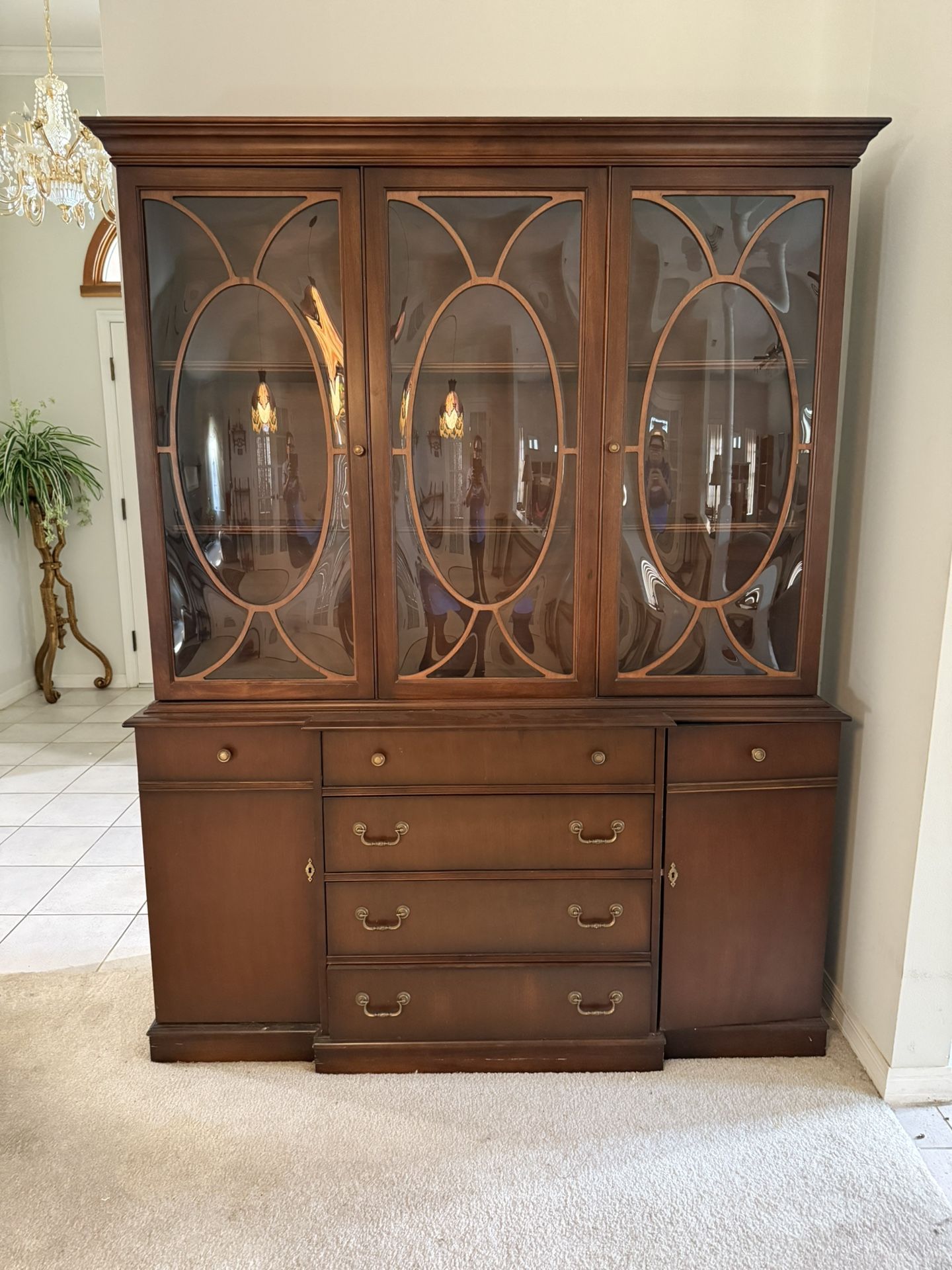 Vintage Solid Wood China Cabinet - Excellent Condition