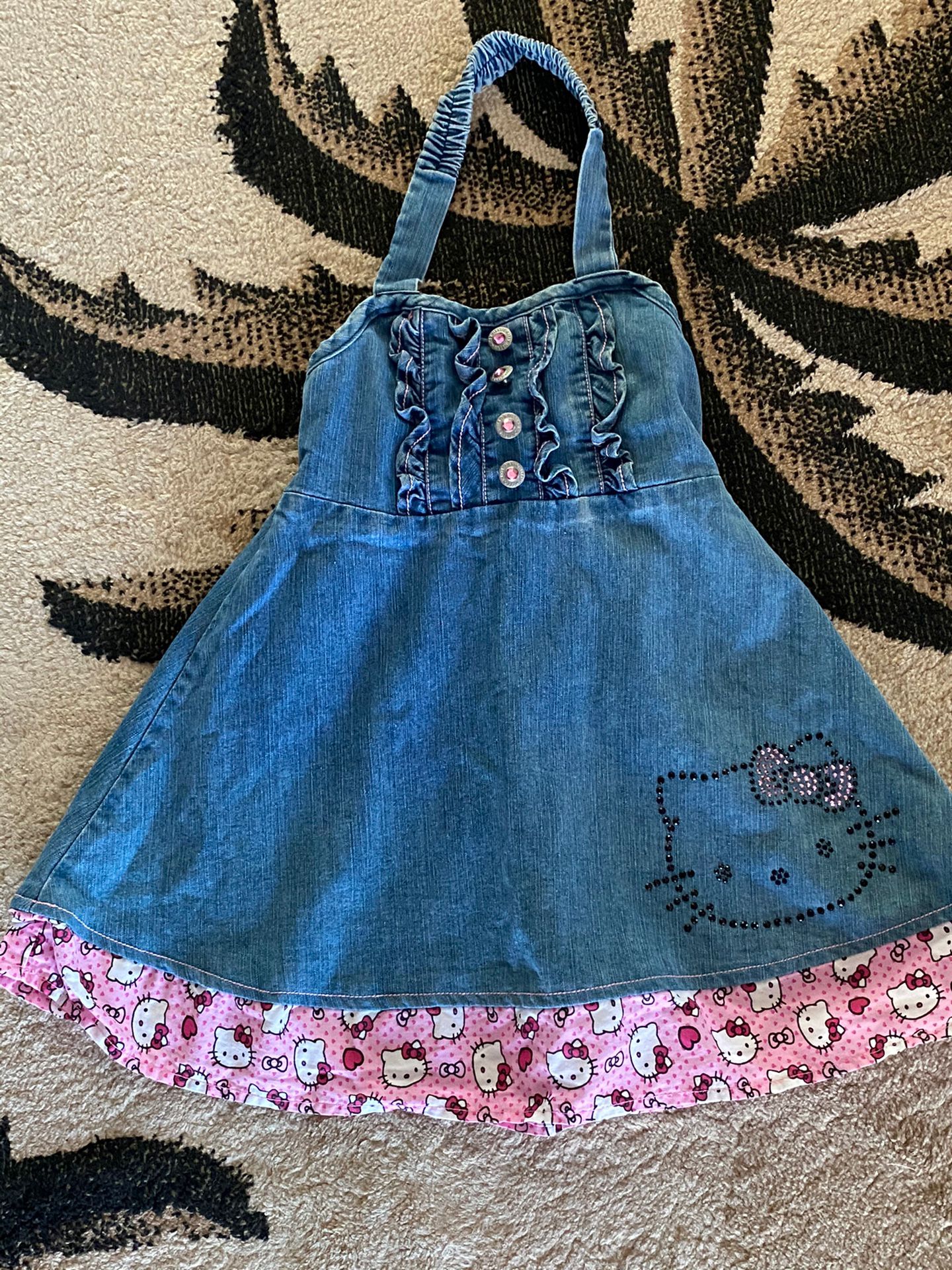 Girls Hello Kitty Denim Dress Sz4