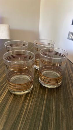 Vintage Glasses Gold Striped
