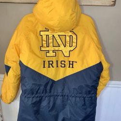 Vintage Notre Dame Fighting Irish Gold Stadium Parka Official Jacket M 