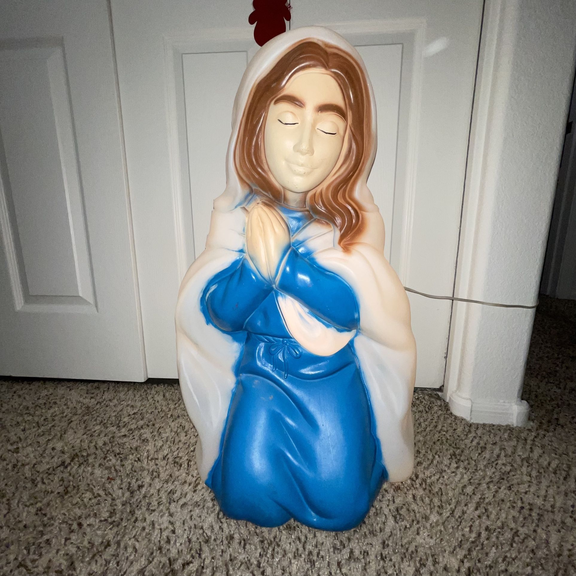 Vintage General Foam Plastics Nativity Blow Mold Mary Made USA for Sale