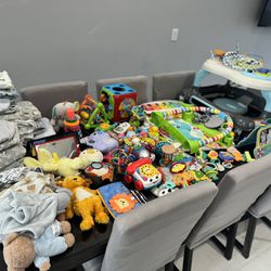 Assorted baby toys and blankets! 