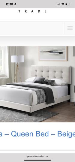 BRAND NEW BEIGE QUEEN SIZE BED FRAME WITH NEW MATTRESS/FAST DELIVERY