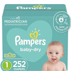 Pampers Diapers - Newborn/Size 1 (8-14 lb), 252 Count - Disposable Baby Diapers