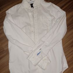 Long Sleeve Button-up White Dress Shirt 