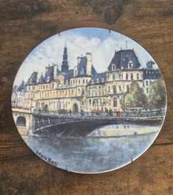 Vintage Louis Dali Collector Porcelain Plate, of L' Hotel deVille deParis, Limoges France