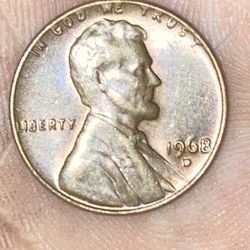 1968 Denver Mint Mark Lincoln Penny 
