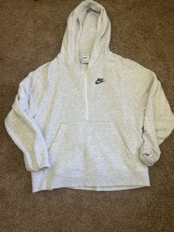 Light heather gray three-quarter Nike zip up hoodie crop
